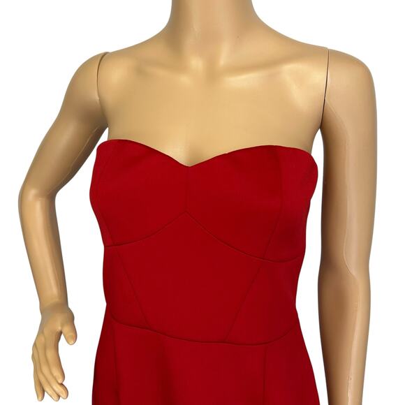 NWT Express Strapless Dress Red Bodycon Scuba Mermaid Ruffle Hem Size 6 - Picture 8 of 12